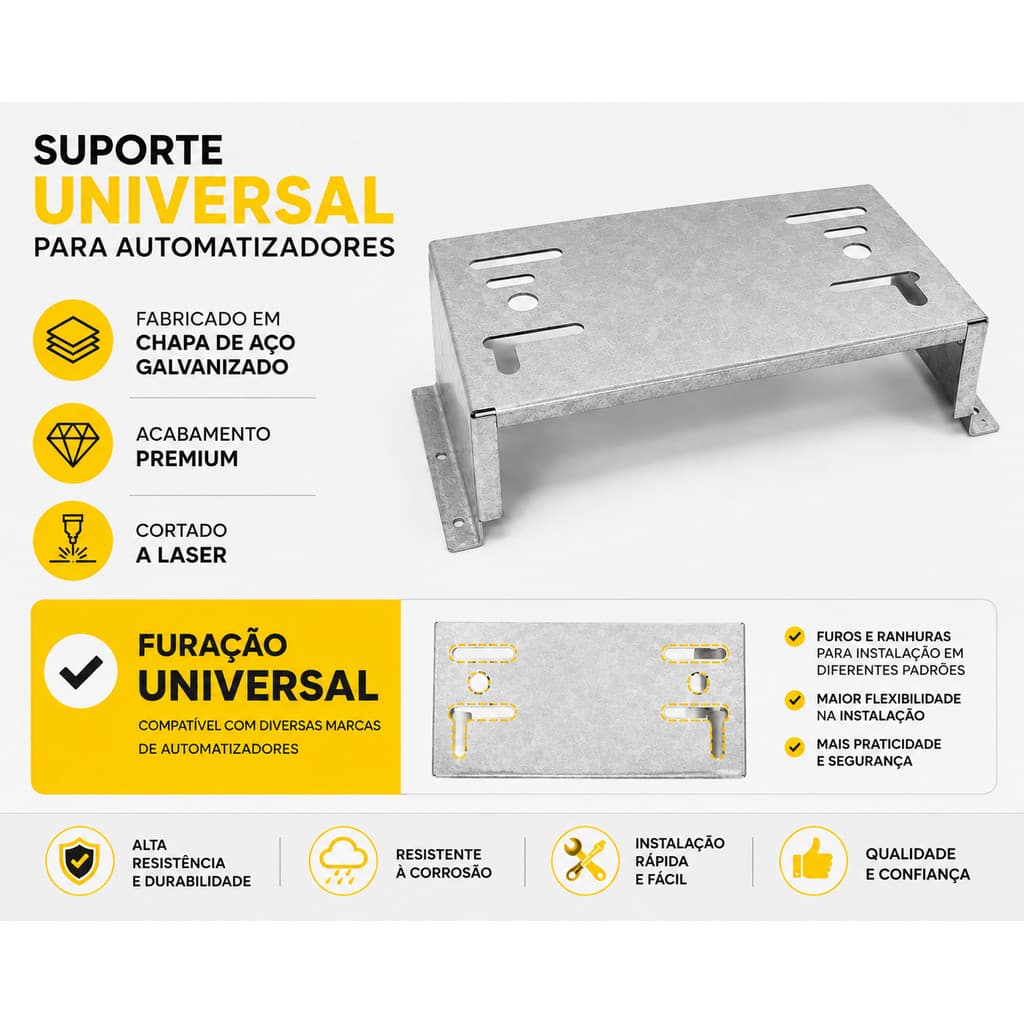 BASE DE AÇO REFORÇADA FIXA 70MM UNIVERSAL - PPA GAREN ROSSI