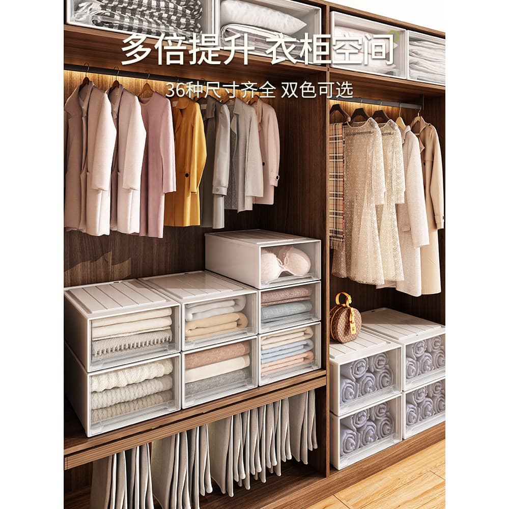 Xingyou caixa de armazenamento tipo gaveta de plástico roupas domésticas transparente caixa de armazenamento de guarda-r
