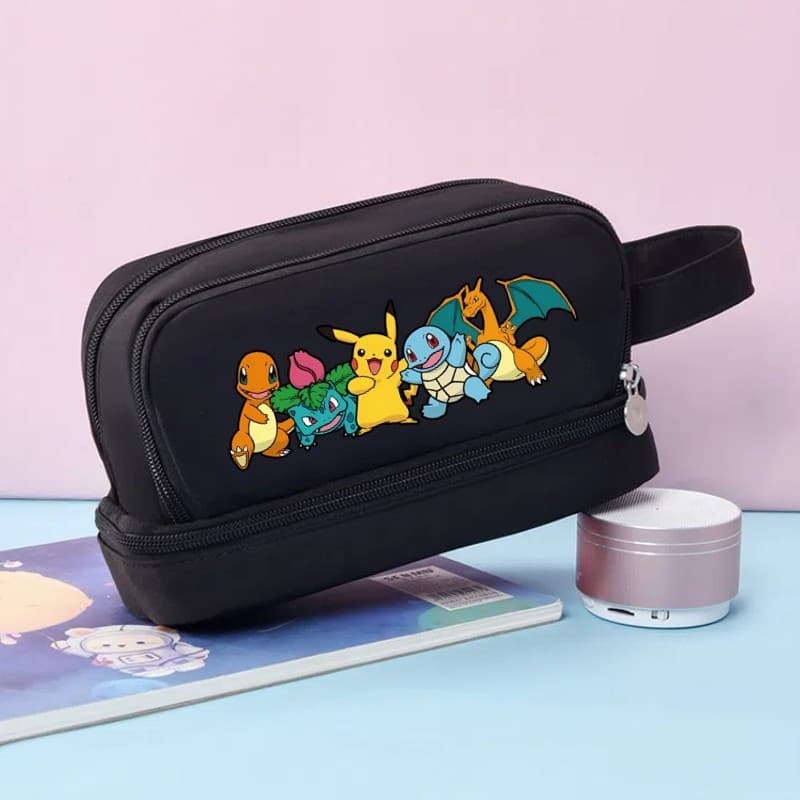 Pokemon Bonito Menina Estudante Lápis Caso Grande Capacidade Dos Desenhos Animados Anime Caixa De Papelaria Armazenament