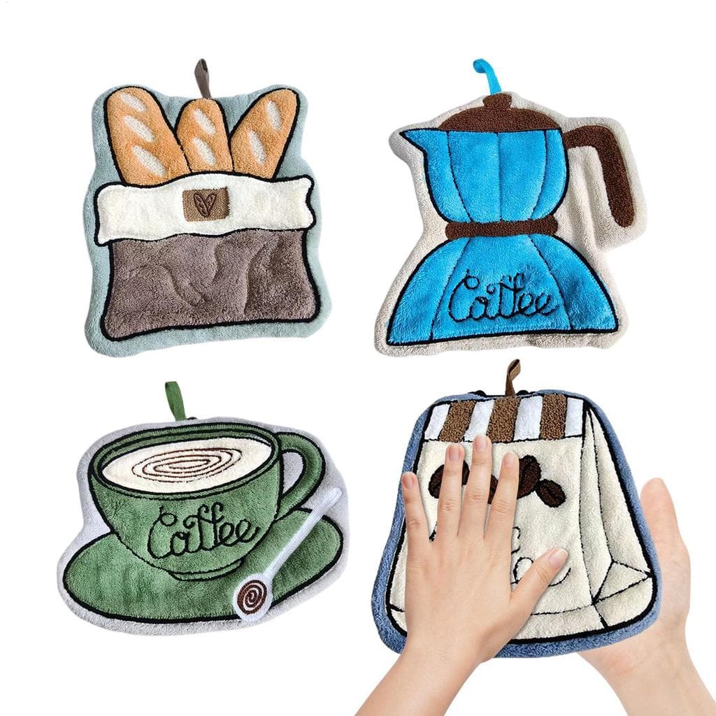 Toalhas De Mão De Cozinha , 4 Peças , Tema De Café , Absorventes Para Banheiro , Casa , Apartamento , Fazenda , chwuiebr