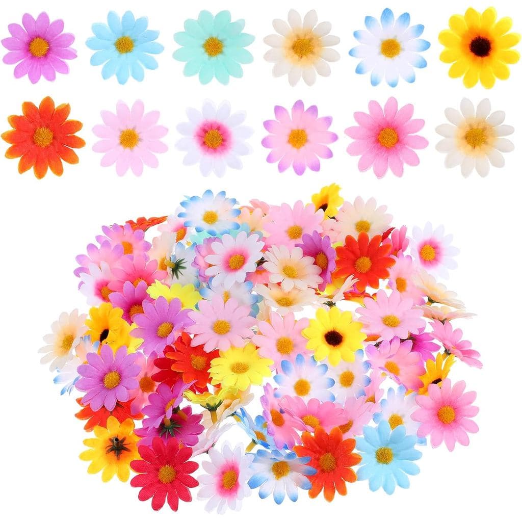 100 Peças de Cabeças de Flores de Margarida de Tecido, Flores Artificiais de Margarida de 1,77 Polegadas, Cabeças de Flo
