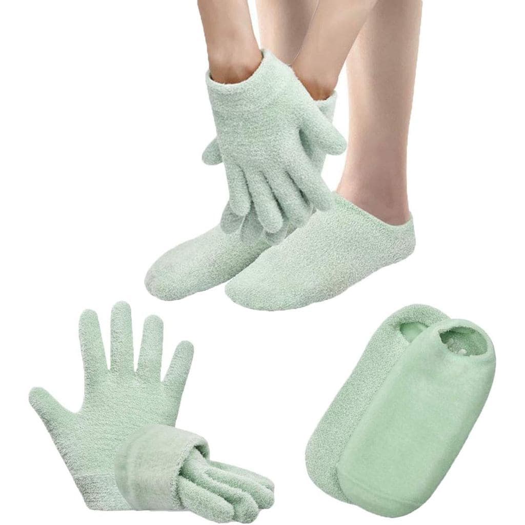 Meias e Luvas Hidratantes para Uso Noturno, Luvas e Meias de Gel para Tratamento de Pés Secos e Rachados e Mãos, Forro d