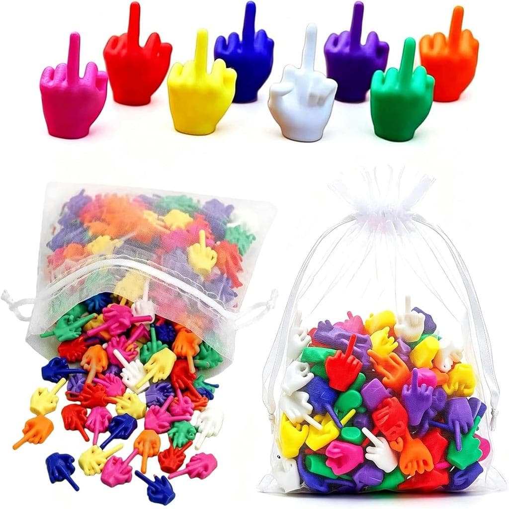 Pacote De 50 Mini Dedos Médios , Novidade Colorida Flip The Bird A Granel | Presente De Mordaça De Mãos Minúsculas , Fig