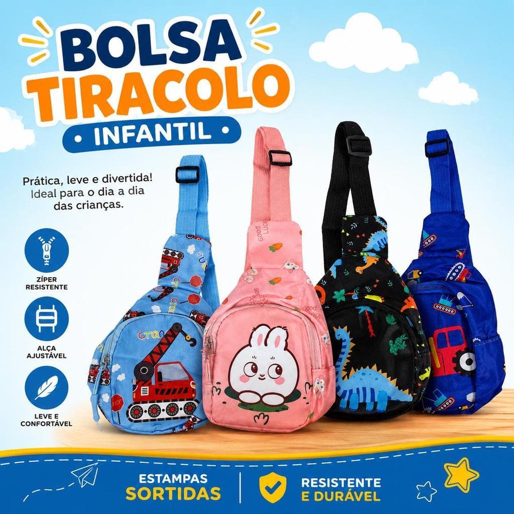 Bolsa Infantil Estampada De Ombro Ajustável Durável  Para Meninos E Meninas