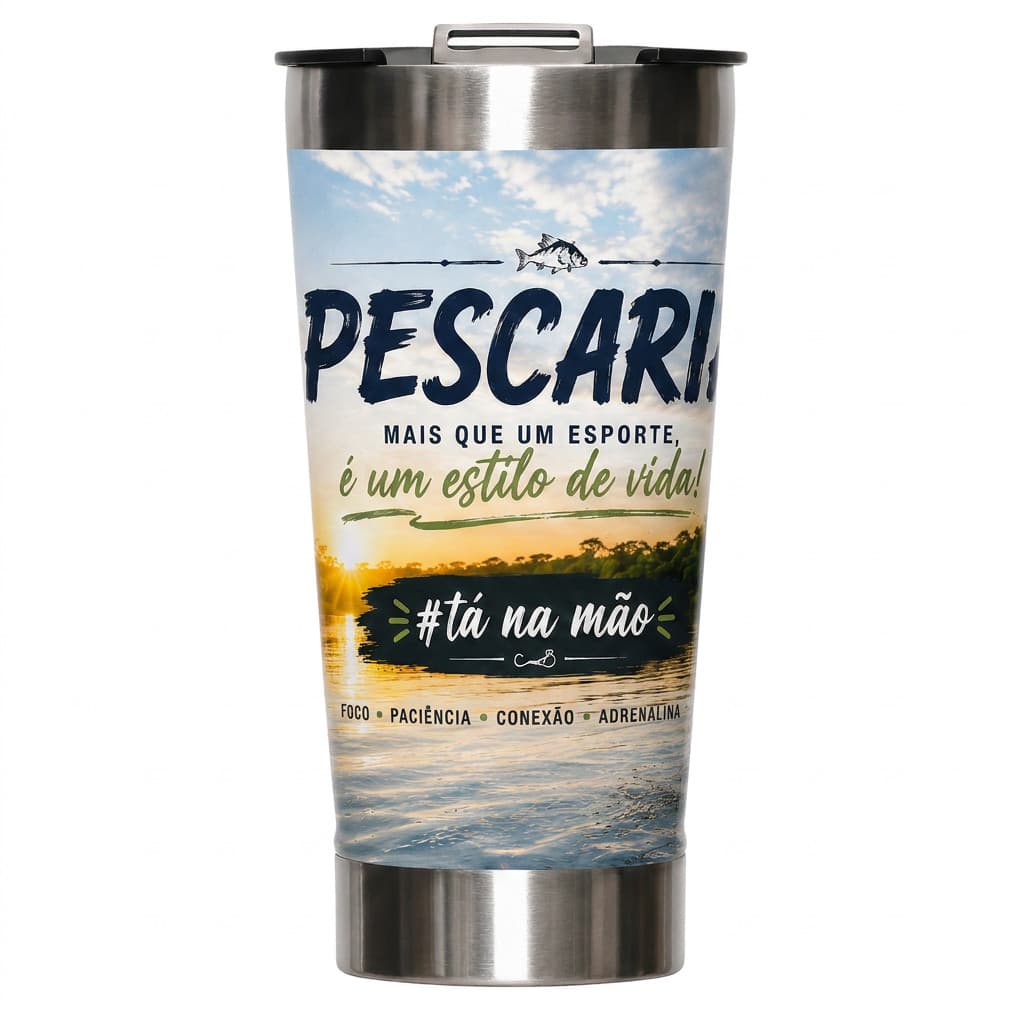 Copo Térmico Cultura 473ml Inox c/ Tampa - Pescaria
