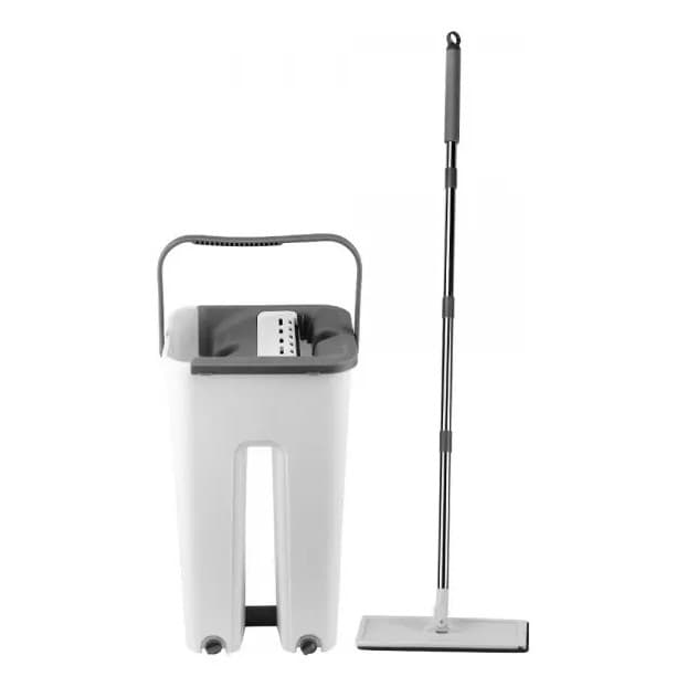 Rodo E Balde Mop Flat Para Limpeza De Piso Limpa E Seca 6l