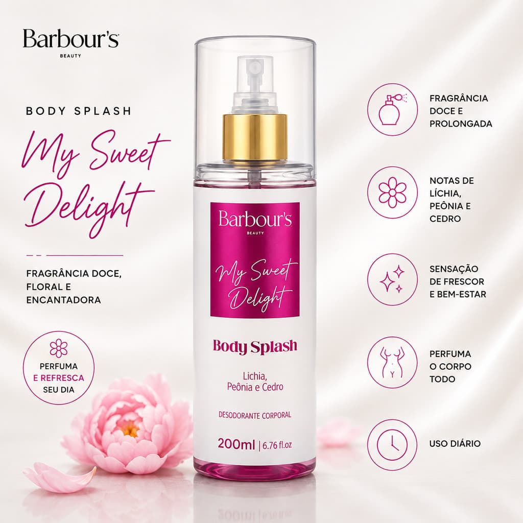 Body Splash Barbour's Beauty My Sweet Delight 200ml Body Splash Feminino Perfume Desodorante Body Splash Barbours Beauty