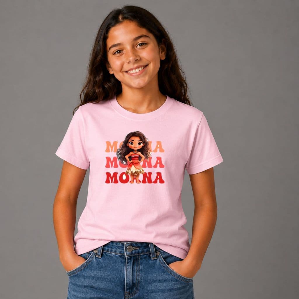 Camiseta 100% Algodão Infantil Feminina Princesas T-shirt Estampada Camisa Moana Disney Menina