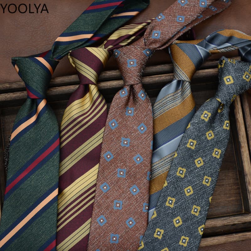 YOOLYA Moda Nova Gravata De Poliéster Masculina De 8CM Listrada Xadrez Acessórios Para Camisa De Casamento