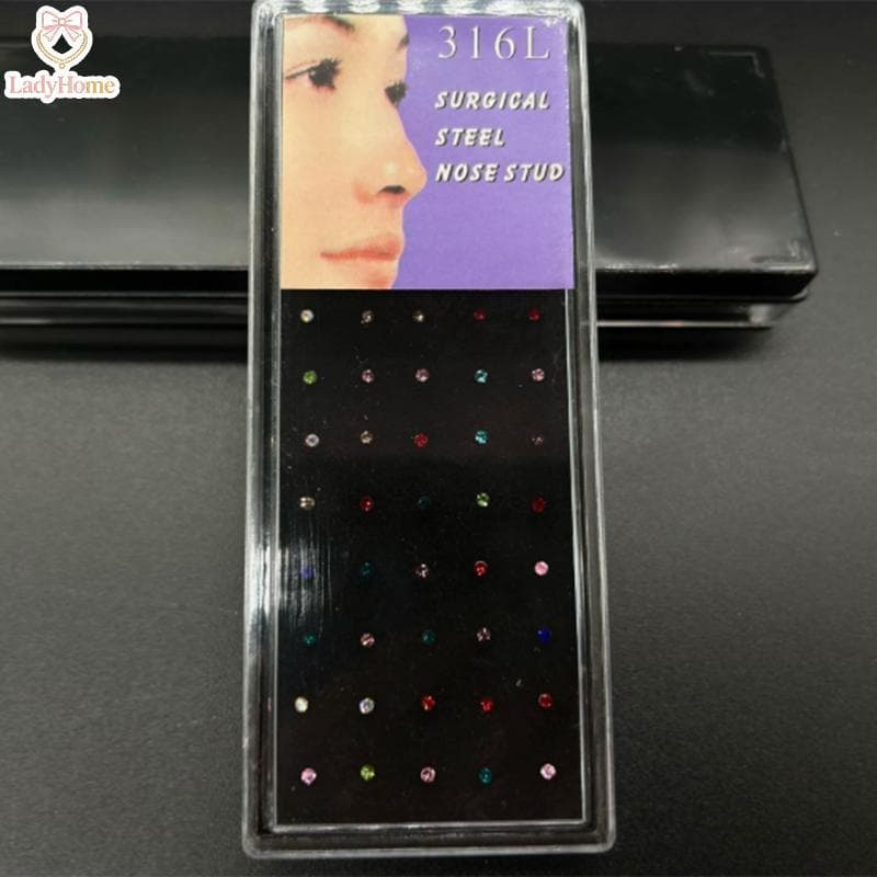 LADYH Conjunto De 60 Peças De Anel De Nariz , Pinos De Cristal , Joias De Corpo Reto E Dobrado Para Mulheres , Homens ,
