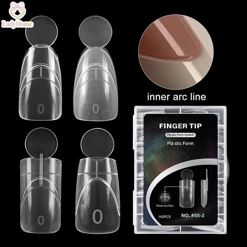 LADYH Gel Acrílico Extensões De Unhas Formas Duplas 140 Peças Com Linha De Arco Interno 14 Tamanhos Superiores Para Mani