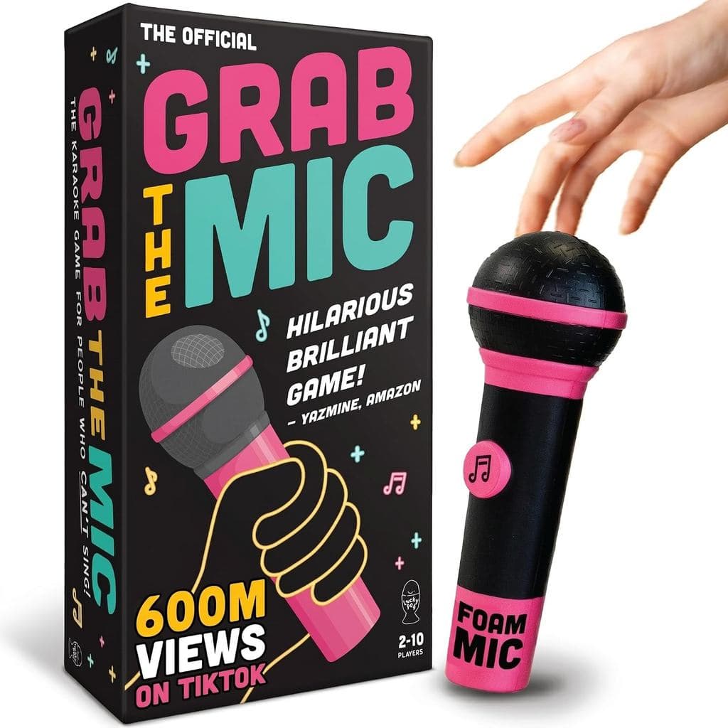 Lucky Egg Official Grab The Mic – Jogo de Tabuleiro de Karaokê Familiar com Microfone de Espuma, Para Maiores de 8 Anos,