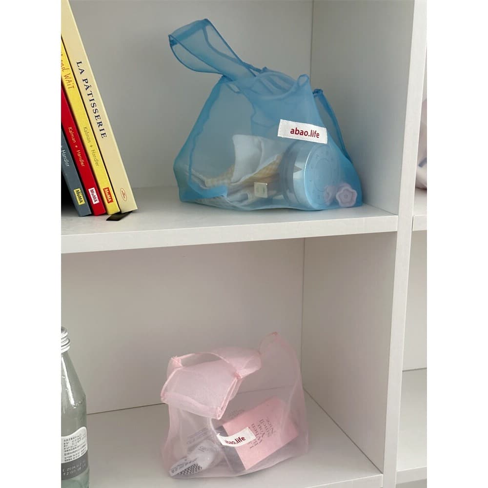 Abao-caseiro ins estilo balé bonito menina transparente gaze mão-transporte luz saco cosmético saco de armazenamento sac