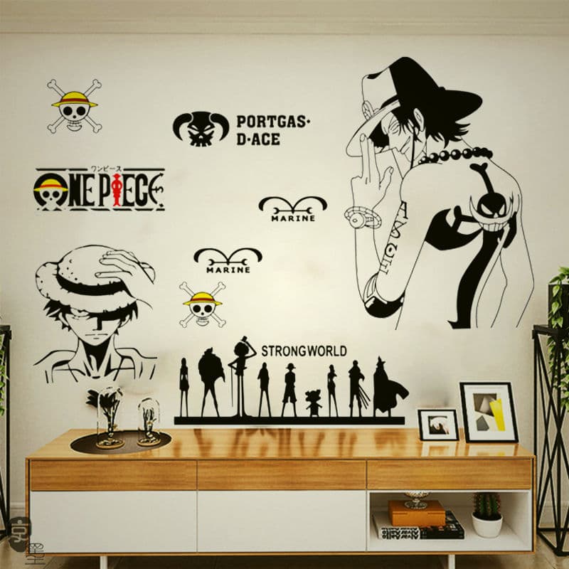Anime uma peça cartaz adesivos de parede meninos dormitório papel de parede adesivos decoração quarto dos desenhos anima