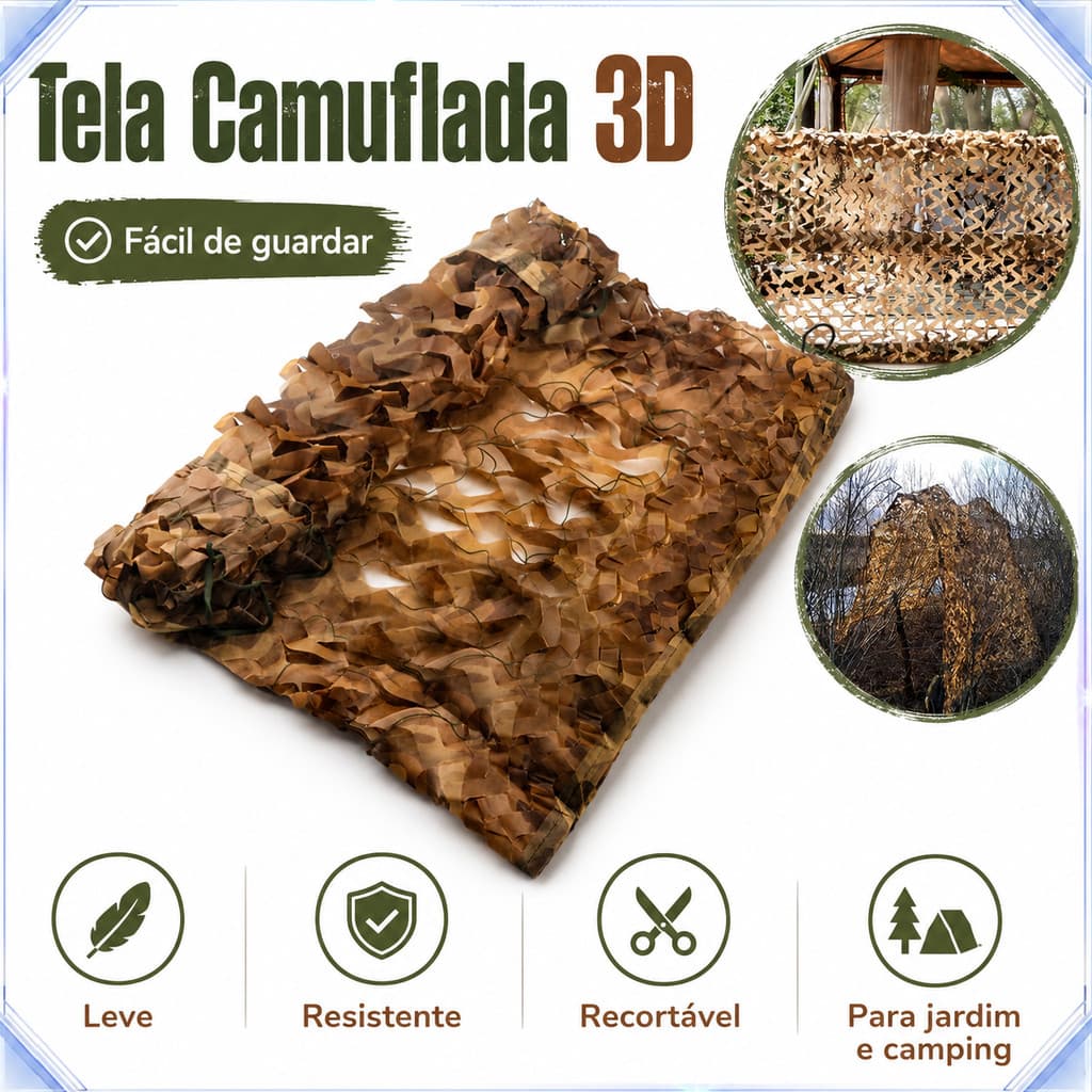 Rede Camuflagem Deserto Poliéster 2×1m / 2×3m Impermeável Dobrável Caça Camping