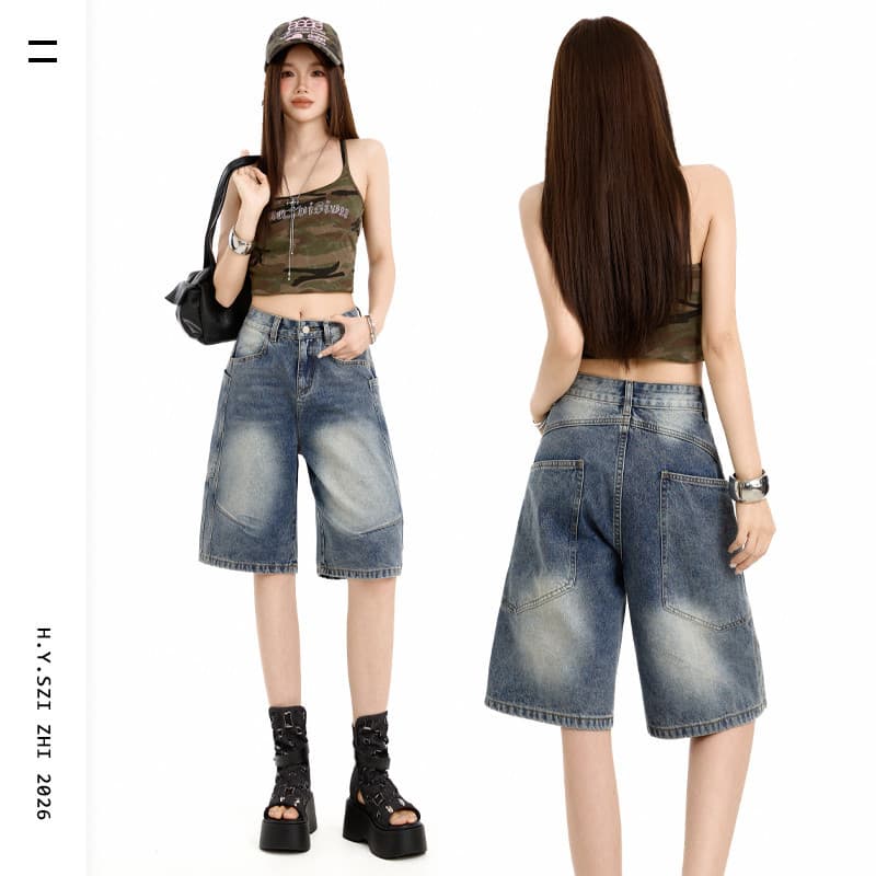 2026 verão novo estilo uma cerimônia Super quente estilo americano costura legal sentimento fora rua deus calças jeans d