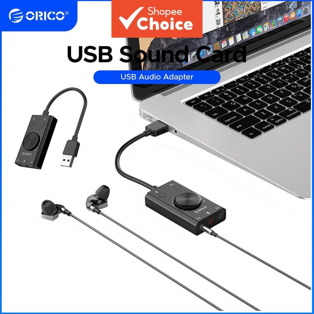Adaptador de Áudio USB ORICO | Placa de Som USB para PC/Computadores/Laptops/PS5/PS4 | Adaptador USB para Áudio 3,5 mm,