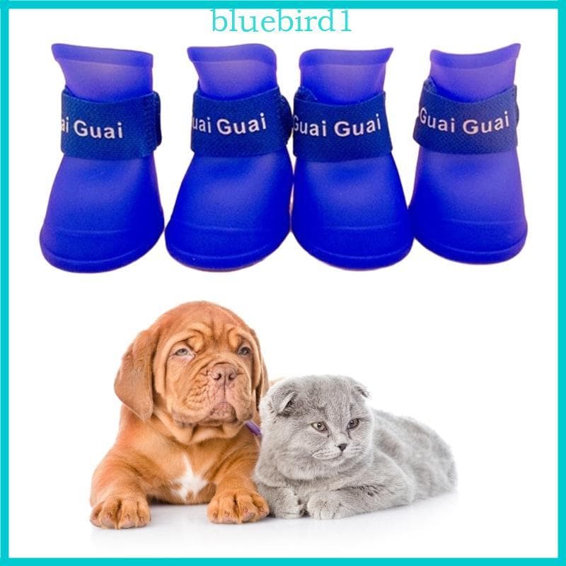 Conjunto 4 Peças Botas Para Cães Sapatos Silicone À Prova D Alça Ajustável Antiderrapante