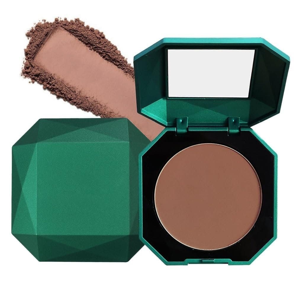 Pó Facial Matte Compacto, Pó Fixador para Acabamento com Efeito de Redução de Rugas e Poros, Leve, Alta Cobertura, Contr