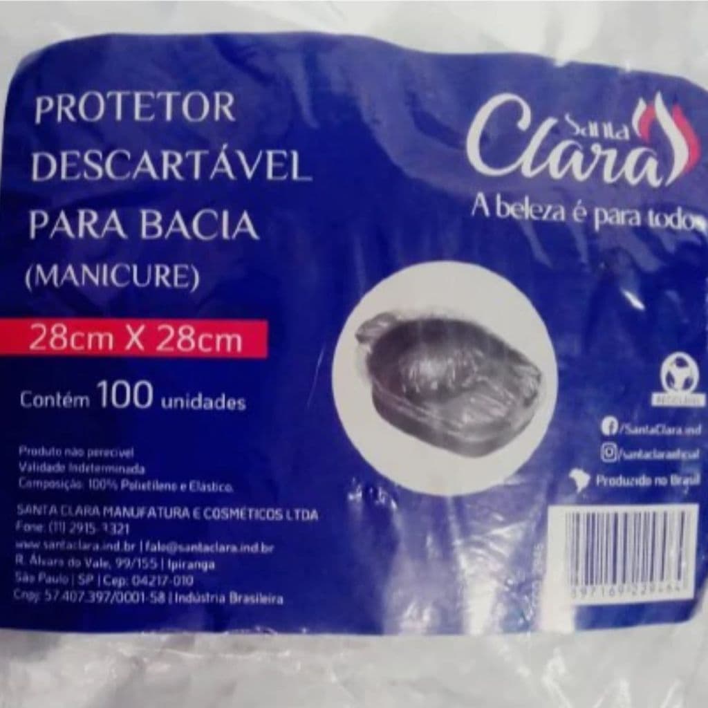 Protetor Descartável 28x28 Bacia Manicure ( mãos) 100un Santa Clara Cor Transparente