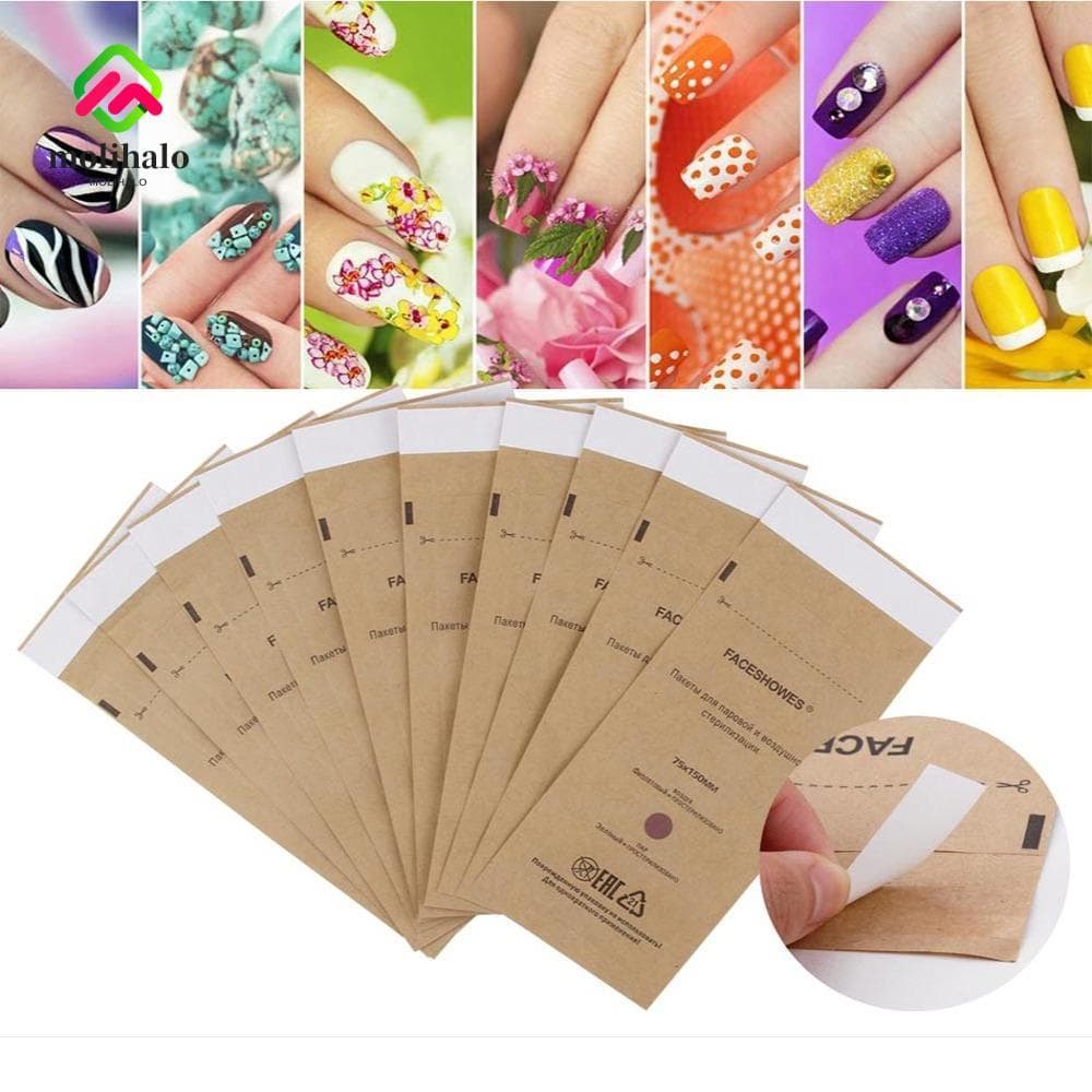 MOLIHALO 100Pcs Esterilizador De Unhas Ferramentas Para Arte Em Desinfecção | Sacos Kraft De Acessórios