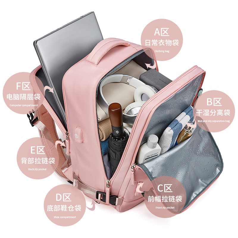 Nova mochila de viagem feminina grande capacidade seco molhado separação bagagem viagem de negócios cérebro mochila masc