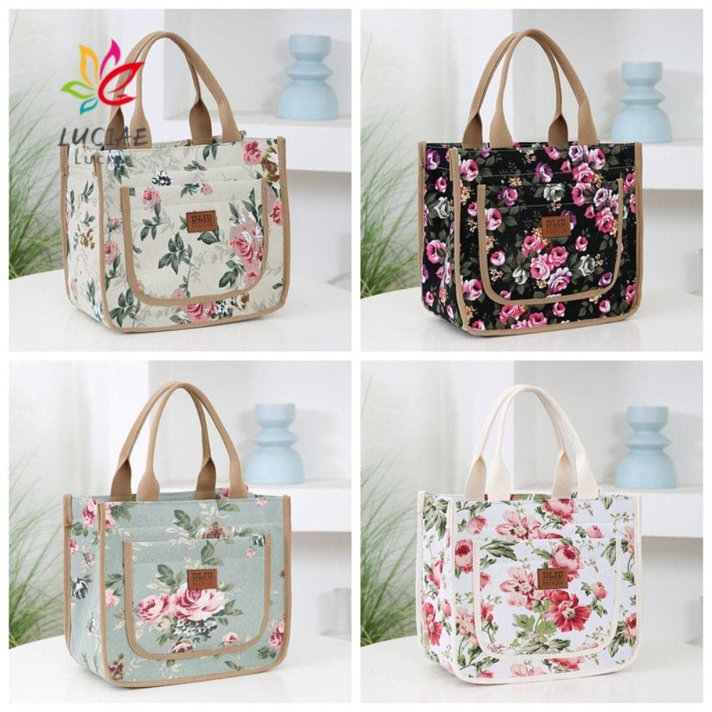 LUCIAE Lancheira Com Estampa Floral , Bolsa De Grande Capacidade Isolamento Térmico Espessada , Térmica