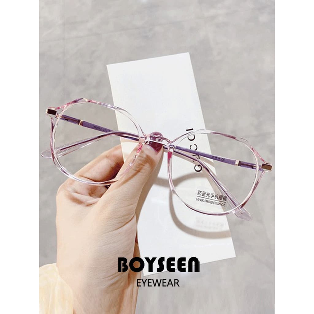 Estilo Preppy Anti-azul luz óculos quadro feminino pode combinar grau suave intelectual rosa simples óculos Irregular na