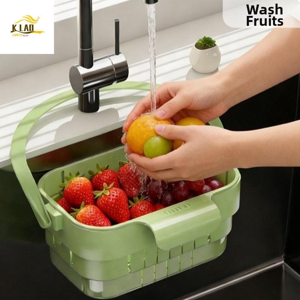 Cesta De Drenagem De Cozinha KLAOSD , Vegetais Suspensa Dobrável Lavagem De Frutas Espessada