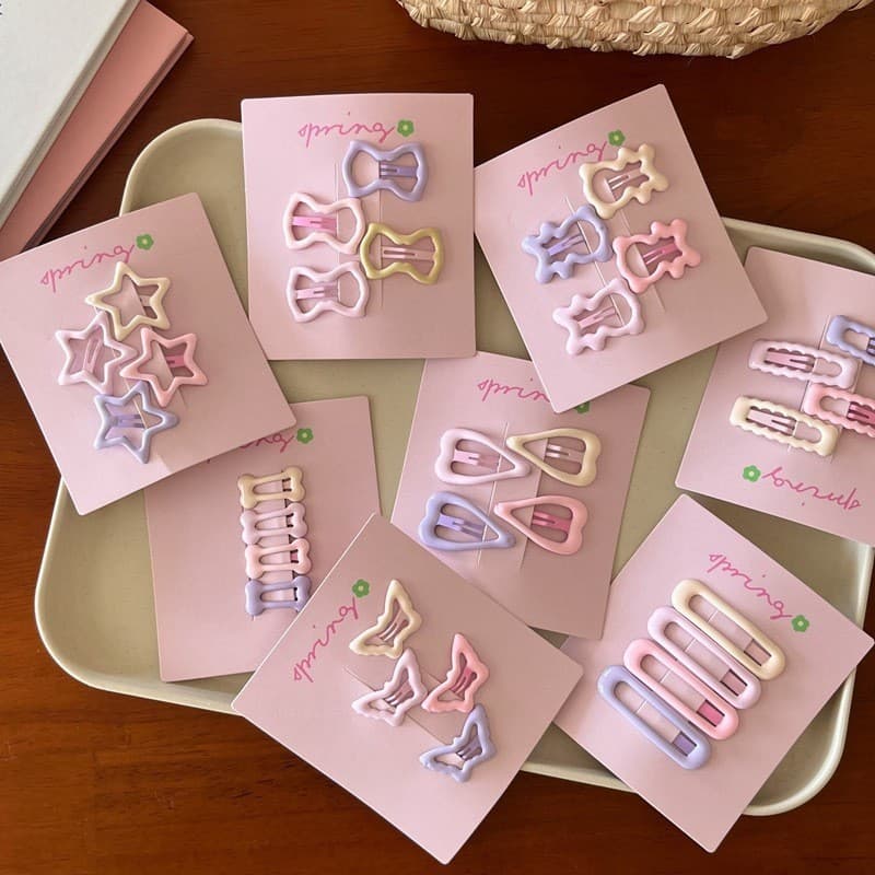 Bonito rosa estrela grampo de cabelo crianças colorido quebrado cabelo franja clipe cocar testa lado coração bb clipe Ha