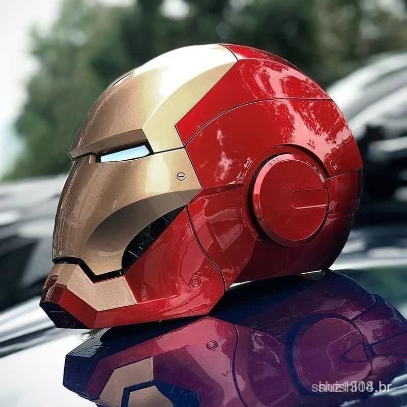 Capacete Brilhante do Homem de Ferro 1:1 Máscara de Cosplay MK5 Jarvis Luvas de Arma Transformáveis com Luz Brinquedo In