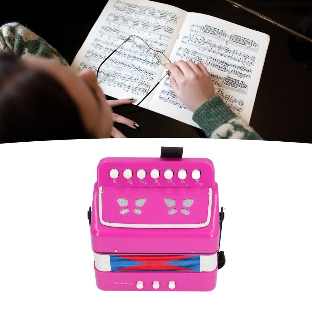 keaostore Crianças Acordeão 7 Teclas Botão De Controle Instrumento Musical Desenvolvimento Da Primeira Infância Brinqued