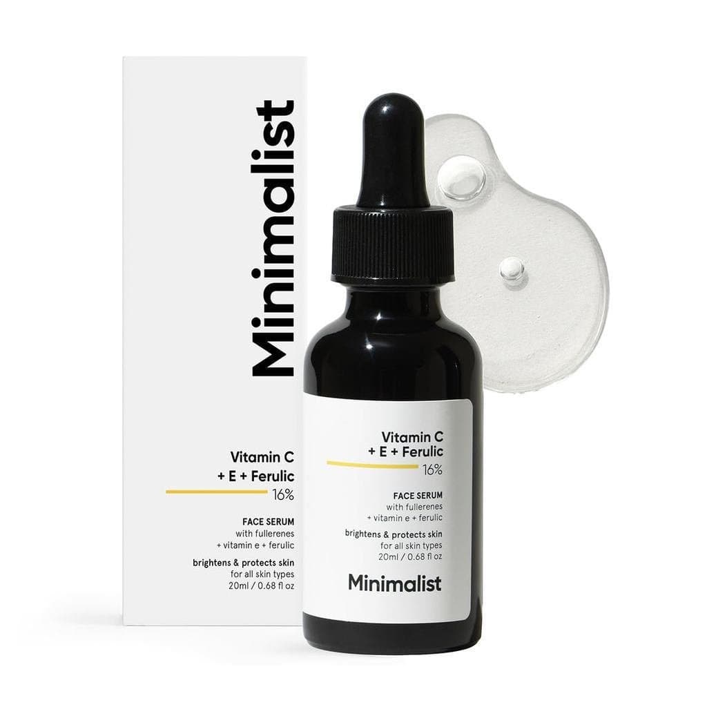 Sérum Facial Minimalista com Vitamina C + E + Ácido Ferúlico 16% para Antienvelhecimento e Luminosidade | Reduza Danos e