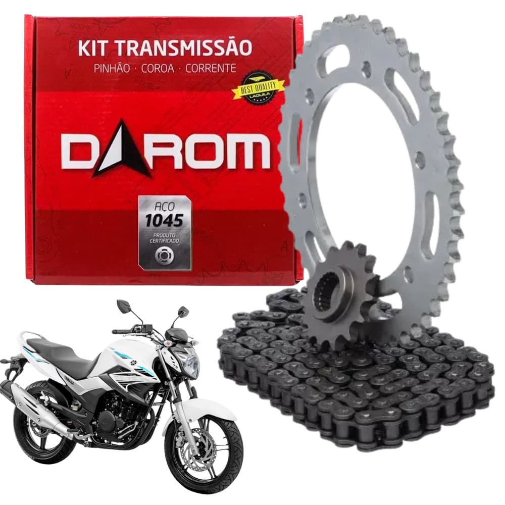 Kit Relação Transmissão Fazer 250 2006 a 2017 Com Retentor Aço 1045