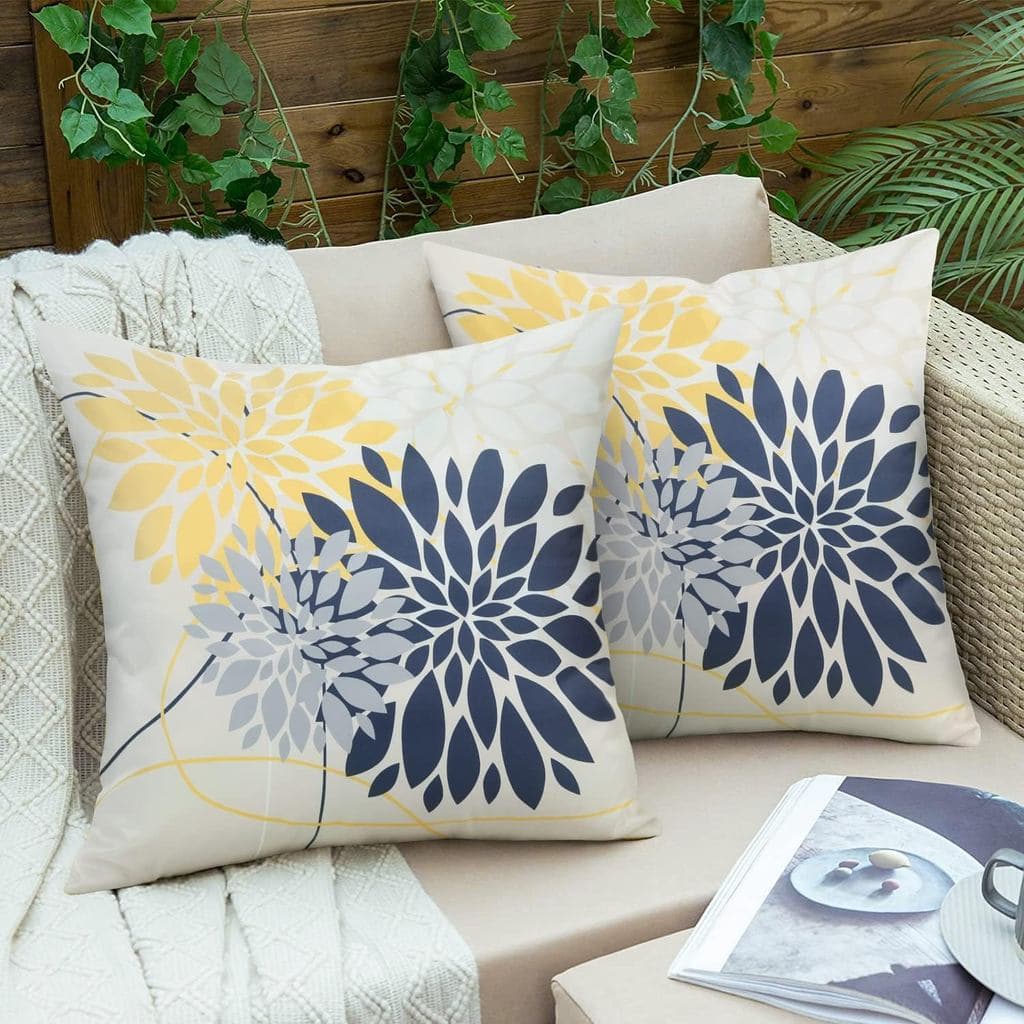 Capas de Almofada Externas Pyonic 18x18, Capas de Almofada Impermeáveis com Estampa Geométrica de Flores, Capa de Almofa