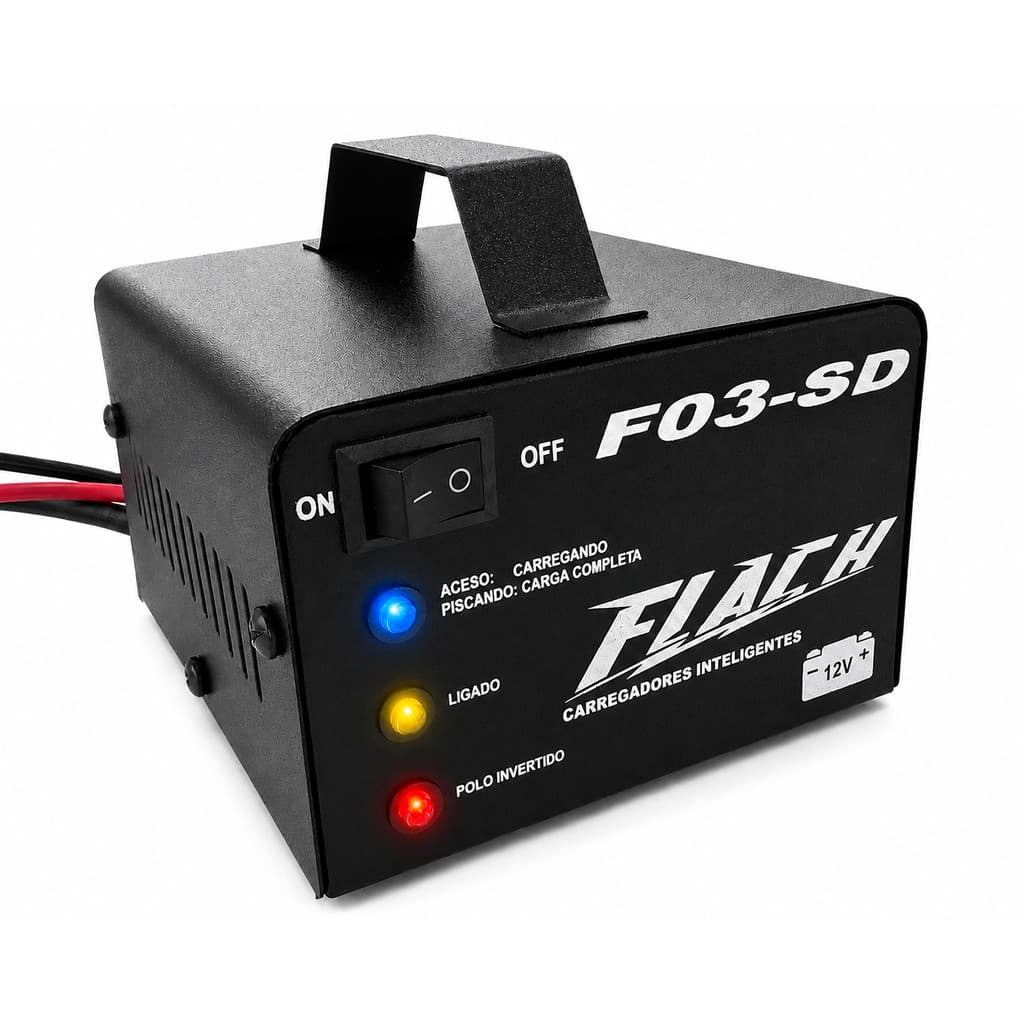 CARREGADOR DE BATERIA AUTOMOTIVO F03-SD 12V FLACH 3A CARRO MOTO