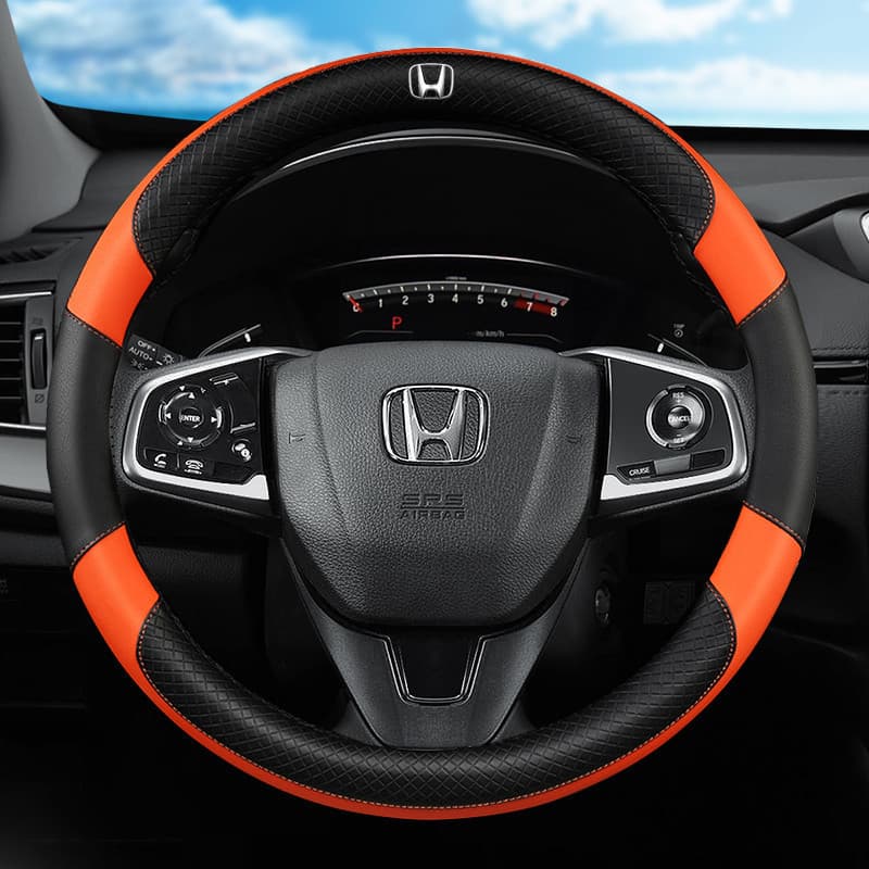 Capa de Volante de Carro Honda Sem Cheiro, em Couro Microfibra, Acessórios Antiderrapantes para Honda Civic, HRV, BRV, C