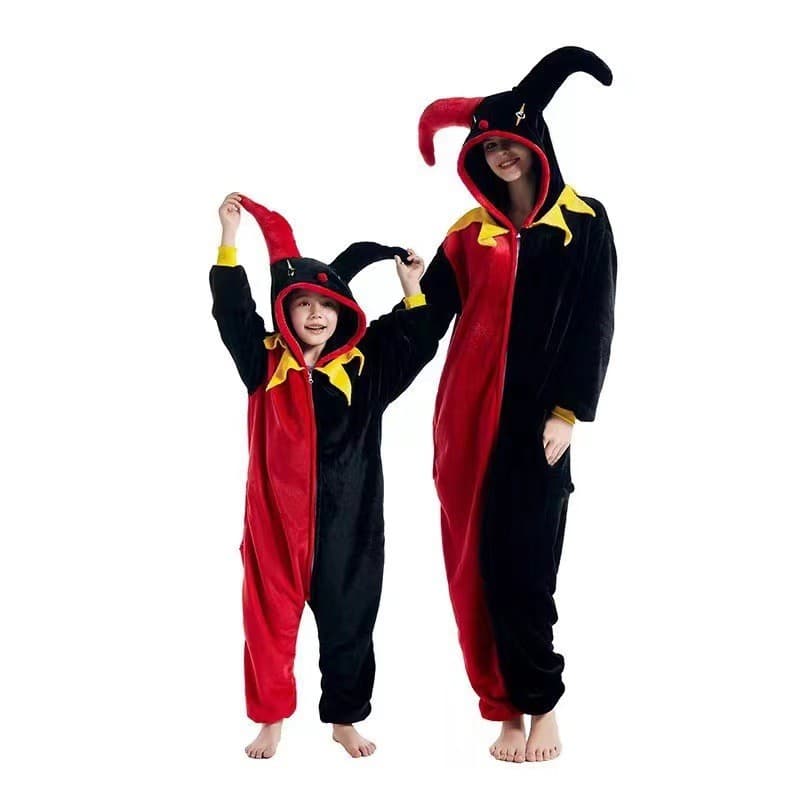 Novo pijama de flanela espessa com estampa de desenho animado, peça única, para casal, com estampas de palhaço, pinguim