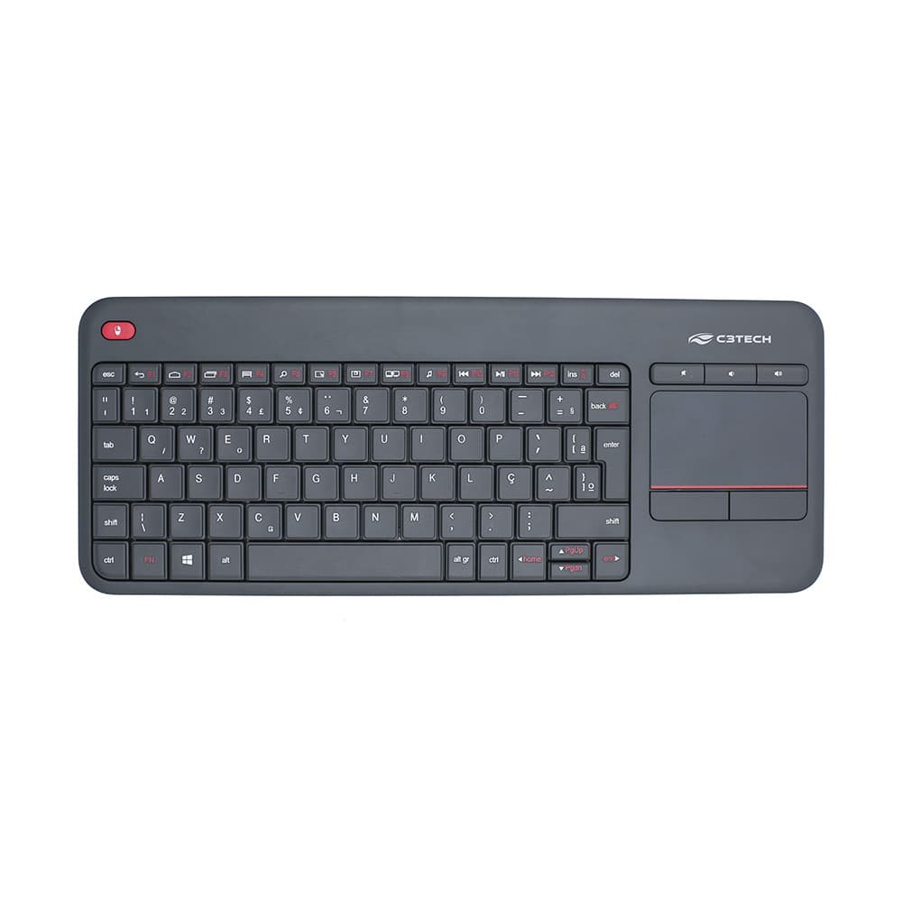 Teclado Sem Fio com Touchpad C3Tech K-WT200BK: Conexão 2.4GHz para Smart TV e PC