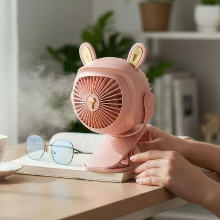 Mini Ventilador de Mesa Portátil com Cabo Usb 5 VELOCIDADES Escritório Maquiagens