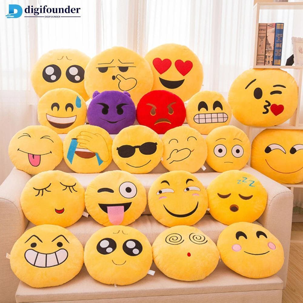 DGF 30CM Soft Emoji Amarelo Almofada Redonda Emoticon Recheado Brinquedo De Pelúcia Smiley Travesseiro D2F5