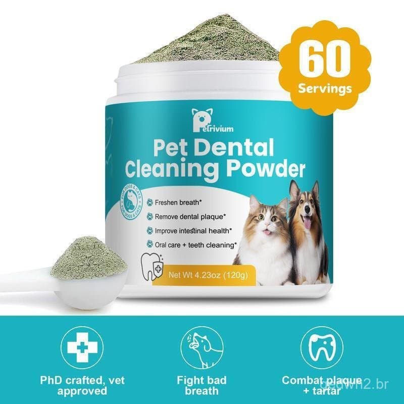 Pó de limpeza dental 120g, 60 utilizações – Remove placa e manchas, refresca o hálito, substituto da pasta de dente Cui