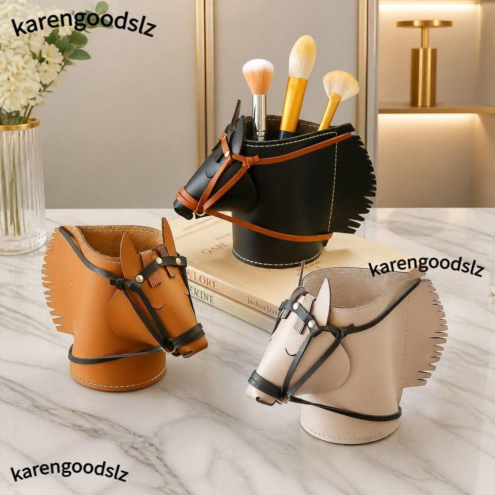 Caixa De Cavalo De Couro KARENGOODS , Armazenamento Moderna Retrô Com Cabeça Em Formato De , Grande Capacidade