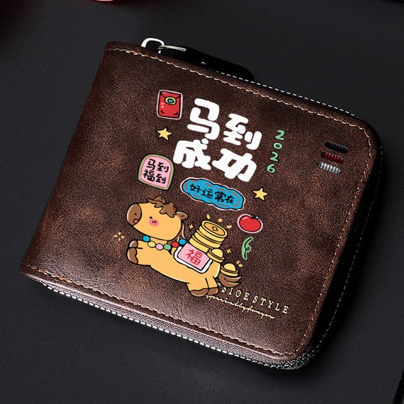 2026 novo estilo carteira masculina jovem estudante carteira menino com zíper carteira moeda bolsa titular do c