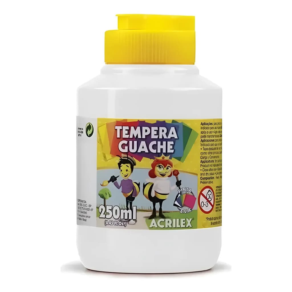 Tinta TEMPERA GUACHE Acrilex - 250ml - BRANCO - 02025519