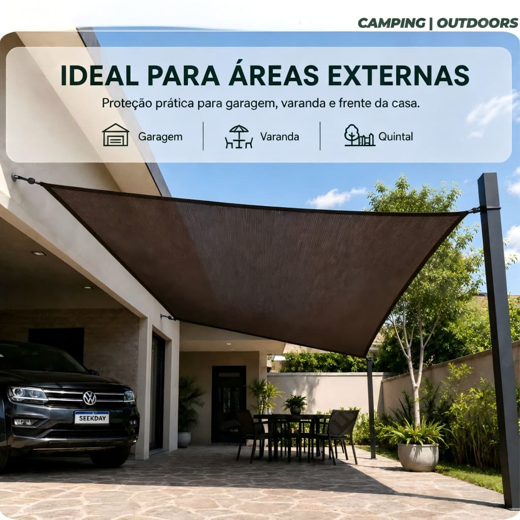 Tela Sombreamento Sombrite Marrom/Bege 98% | Instalação Rápida | Vários Tamanhos para Garagem