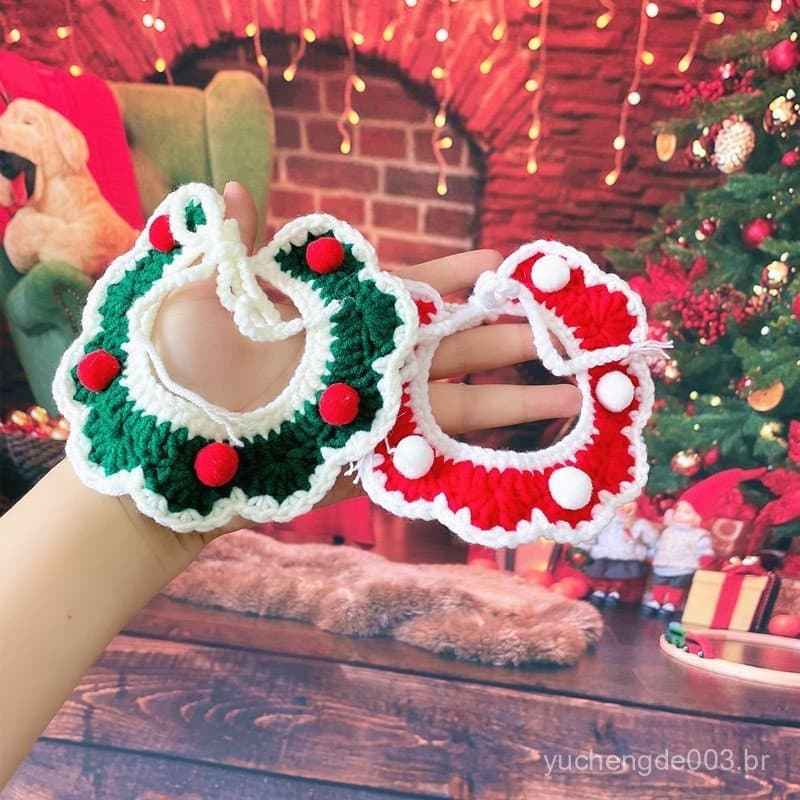 Coleira de Natal para Gato de Estimação, Cachecol de Tricô, Acessórios de Roupa para Cão, Roupa de Natal para Gatinho e