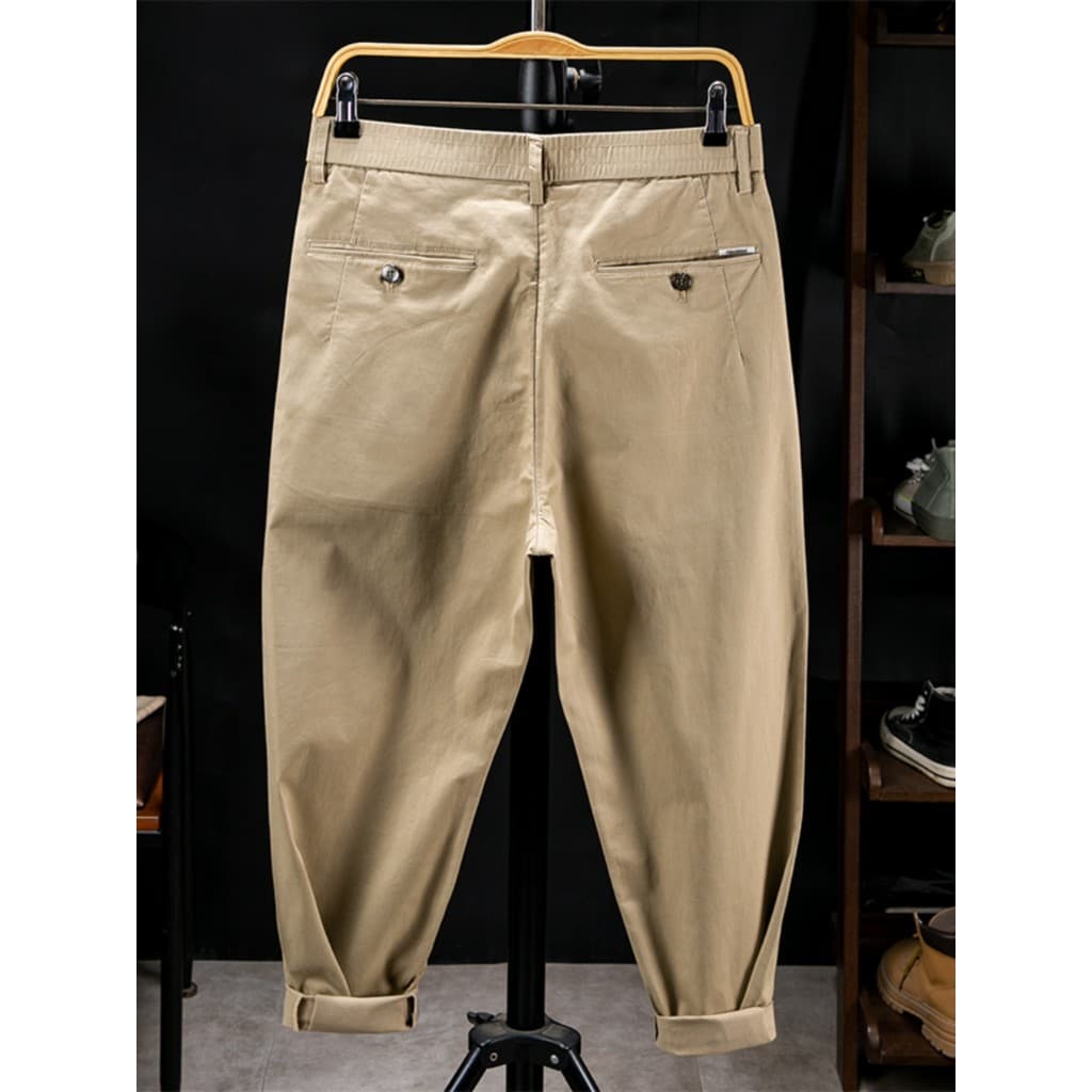 Verão cintura elástica Harem calças masculinas casuais tornozelo comprimento calças mais gordura plus Size elástico solt