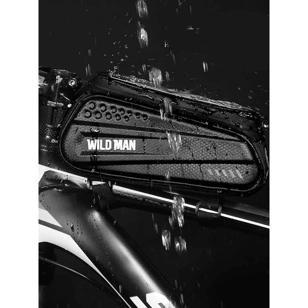WILD MAN bolsa de bicicleta de casca dura, bolsa de feixe frontal para Mountain bike, tela sensível ao toque, bolsa de t