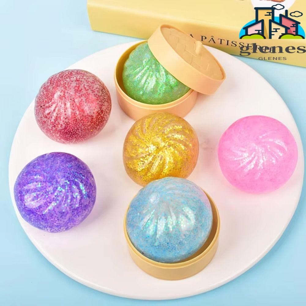 GLENES Squishy Dumpling , Mini Glitter Realista Bun Toys , Pitada Sensorial Fidget Ball